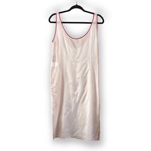 Plan C Sheer Scoop Neck Slip Dress Cream Red IT 42 US 4-6 Quiet Luxury Layering